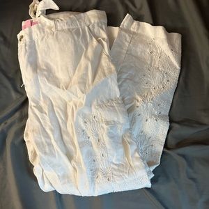 Lilly Pulitzer White Linen Cargo Pant - Size 14